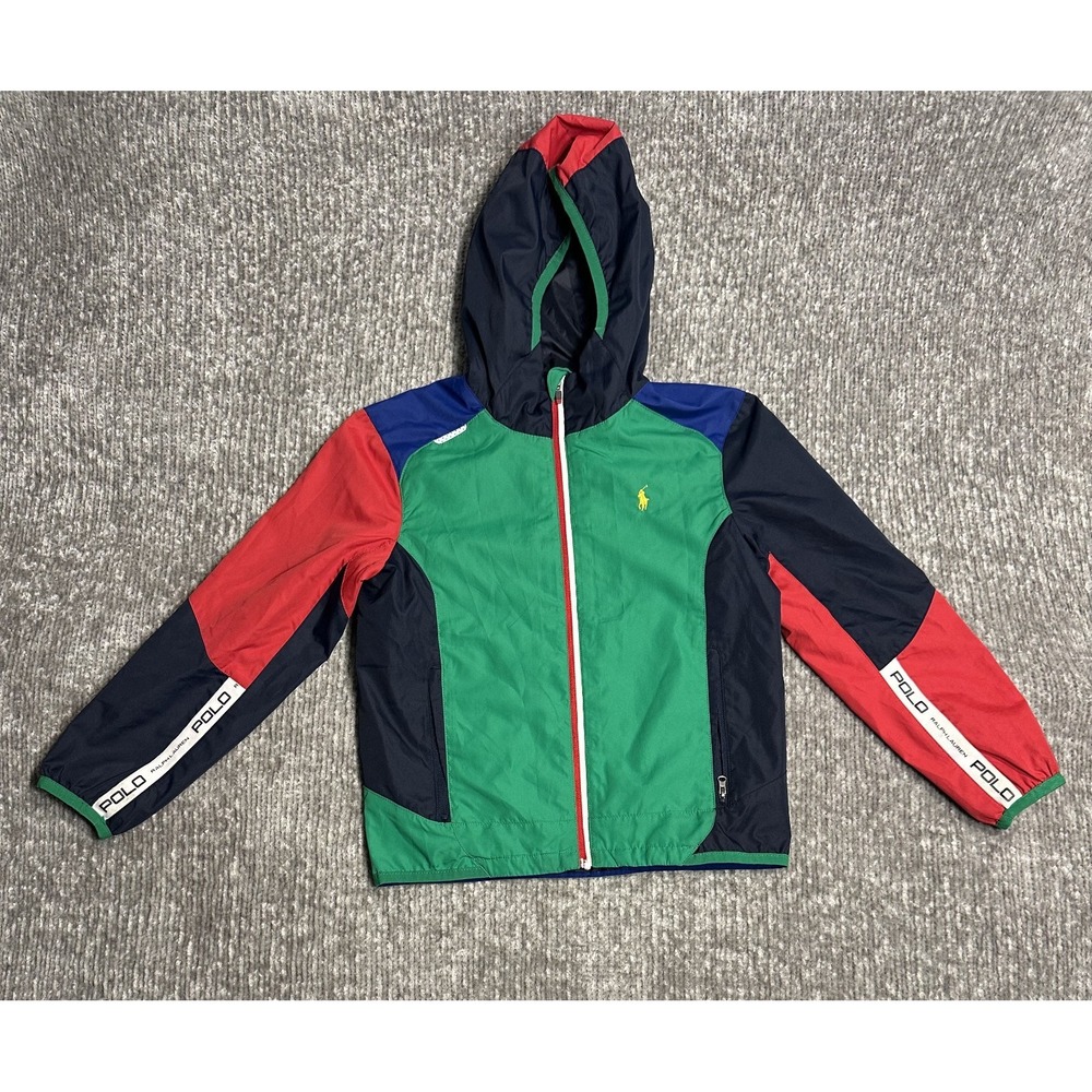 Polo Ralph Lauren Boys Windbreaker Jacket Size S (8) Hooded Color Block